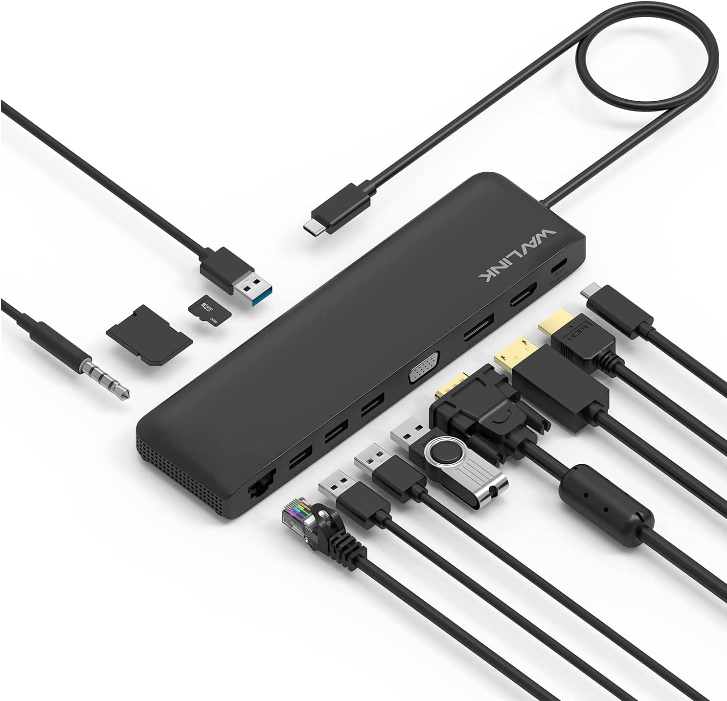 WAVLINK12-in1 Type-C ミニドッキングステーション PD充電(100W) USB3.0多機能変換アダプターHDMIアダプター4K出力 DPまたはHDMI4K @ 30Hz 三つ画面拡張可能