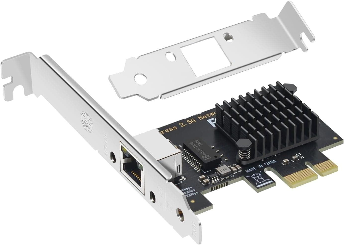 Buacoz シングルポート 2.5G ギガビットネットワークカード Intel I225チップ PCI-E X1イーサネットアダプター付き RJ45 LAN NICカード 10M