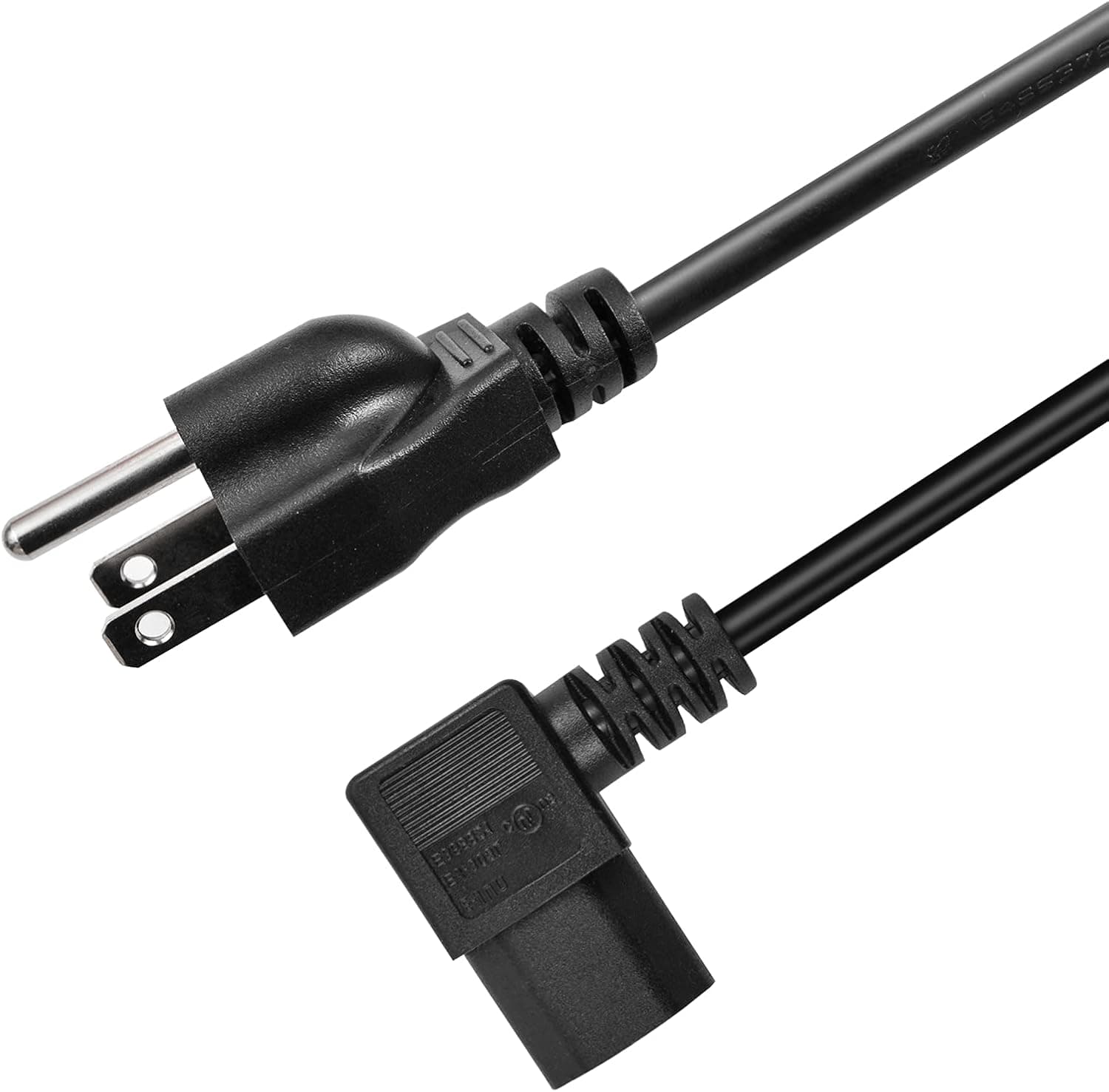 3プロング左アングル電源ケーブル。C13アングルタイプケーブル