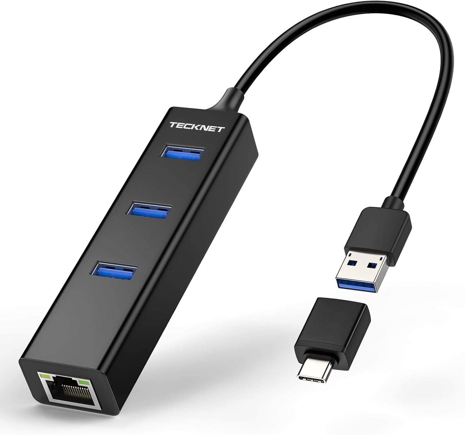 TECKNET(テックネット) アルミニウム 3ポート USB 3.0 ハブ RJ45 10