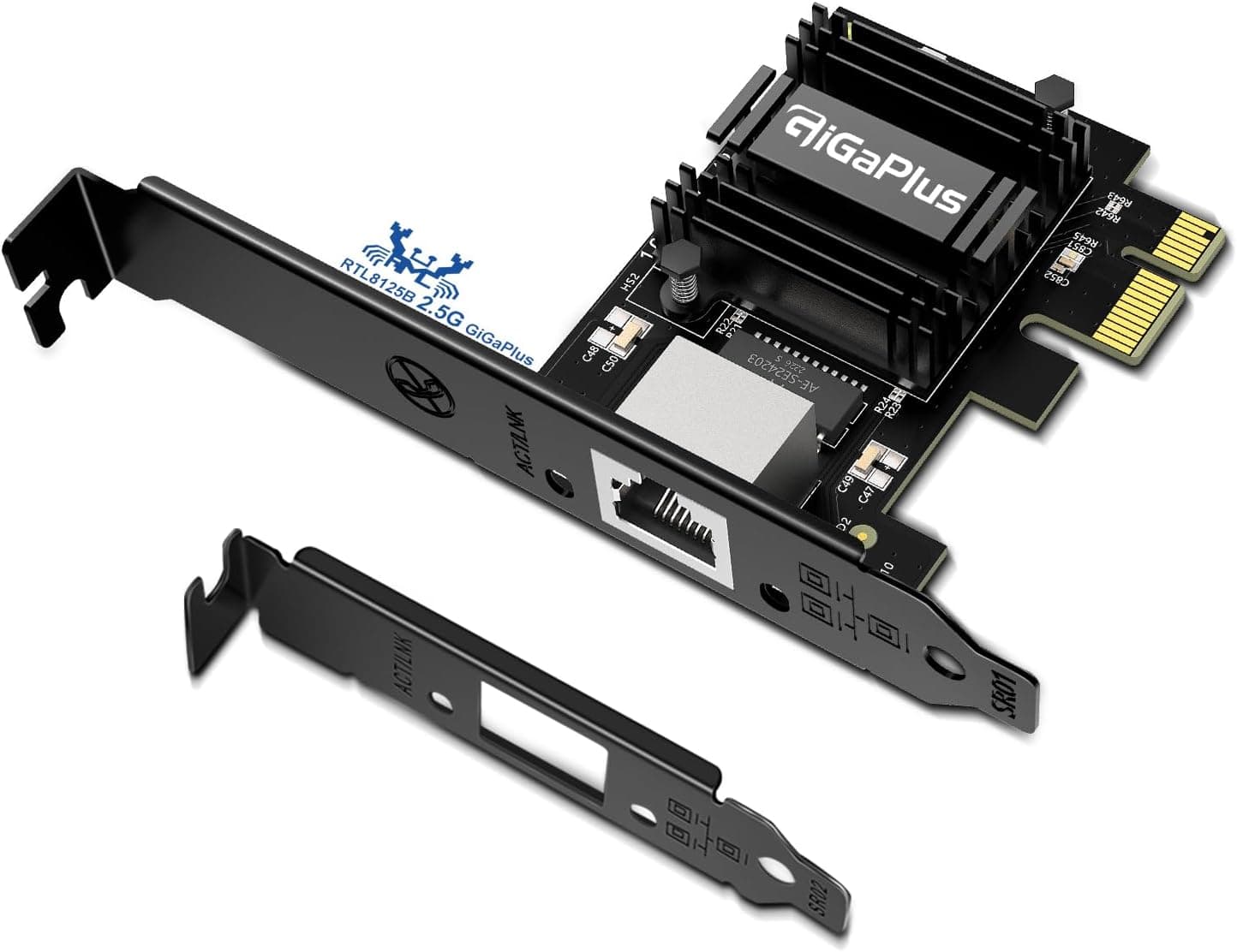 GiGaPlus 2.5Gb PCIe ネットワークカード 2500Mbps イーサネットインターフェースアダプター Realtek RTL8125B Wake on LAN 2.5G NIC準拠 Windows