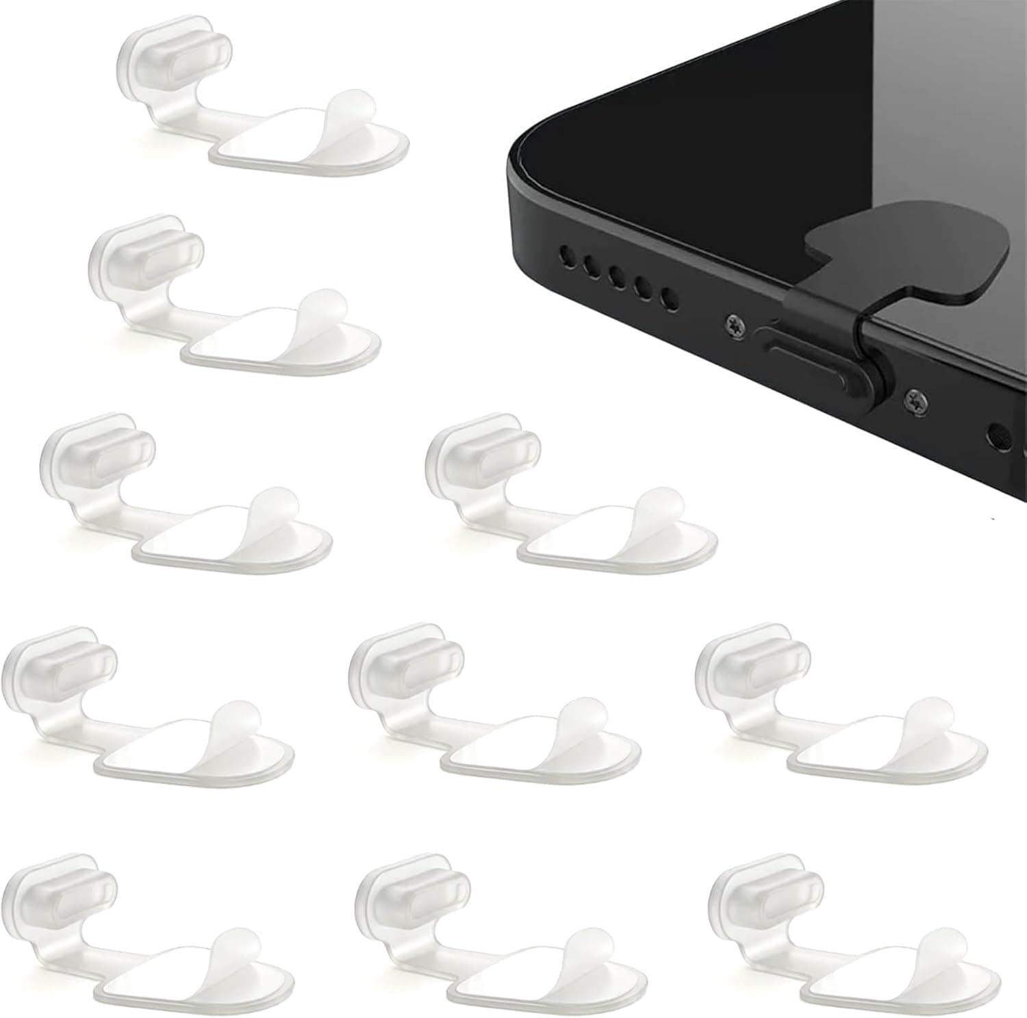 サムコス Type-C コネクタカバー 携帯Type C充電穴キャップアルミ製紛失防止超耐久性防塵保護防塵カバー スマートフォン用 (クリア-10本セット)