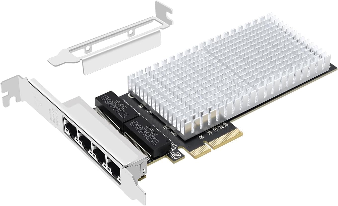 Buacoz 2.5G 4ポートサーバーネットワークカード Intel I226チップ付き - PCI-E X4 2500M ギガビットイーサネットカード RJ45 LANネットワークアダプター Windows 10
