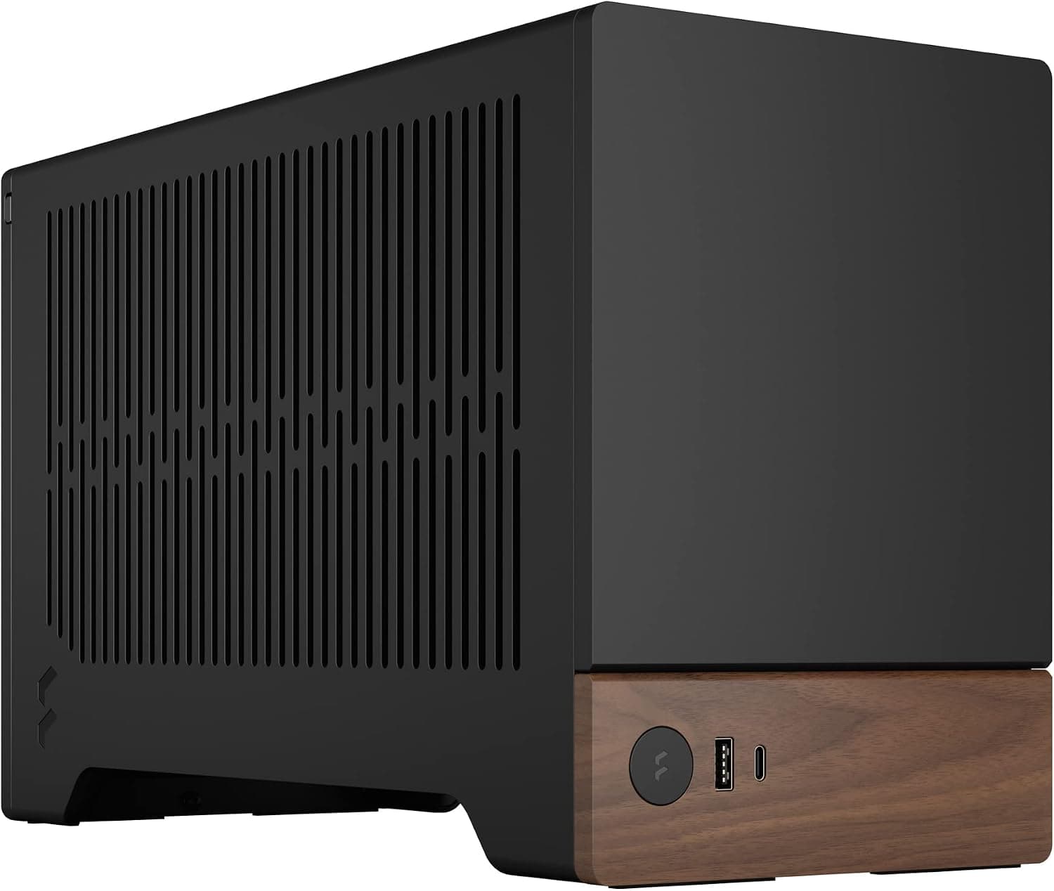 Fractal Design Terra Graphite - 木製ウォールナットフロントパネル - スモールフォームファクター - Mini ITXゲームケース - PCIe 4.0ライザーケーブル - USB Type-C - 陽極酸化アルミニウムパネル。