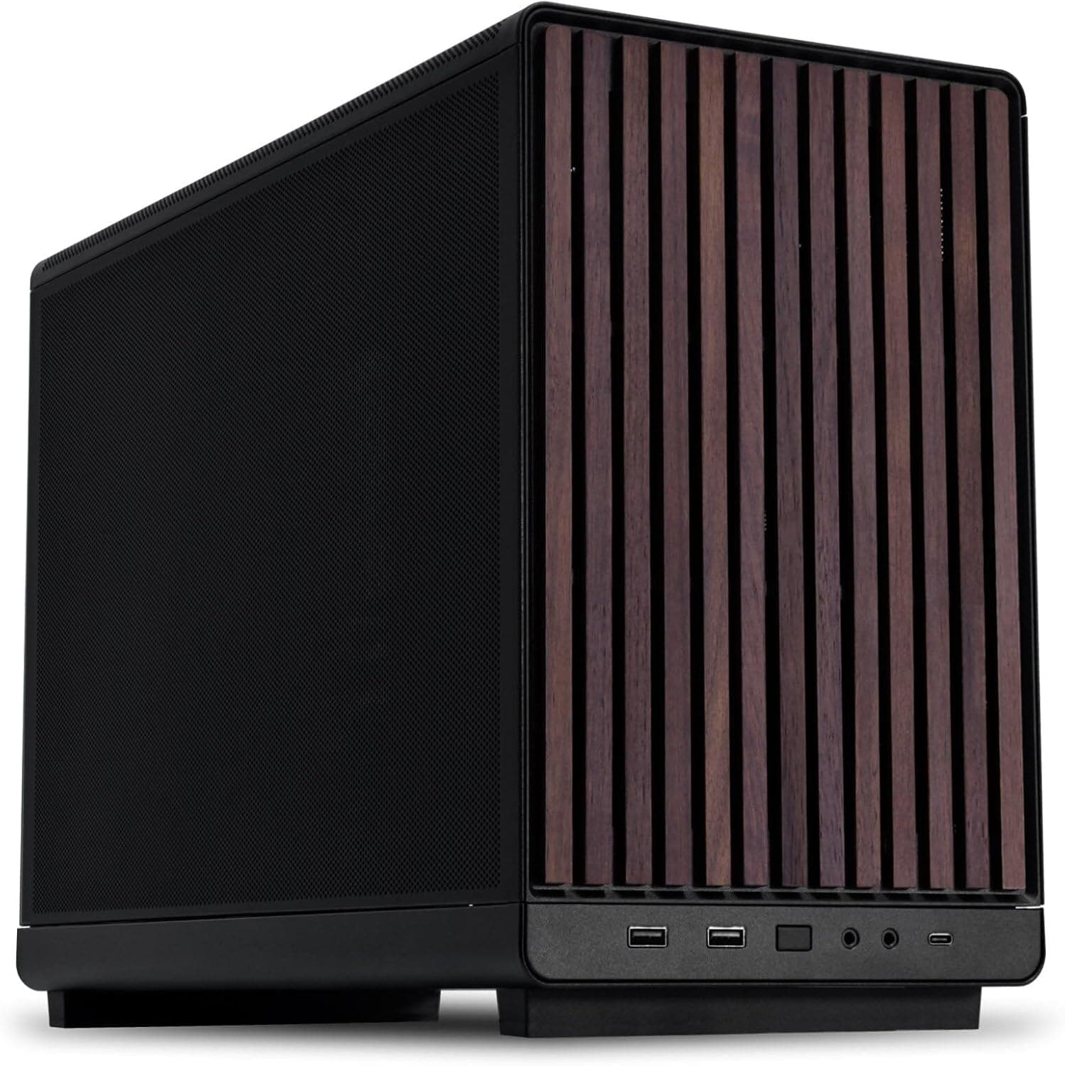 Lian Li A3-mATX-WD-26.3L マイクロフォームファクターシャーシ - ファンなし - 360mm AIO-モジュール設計対応 - M-ATX ITX マザーボード - DAN ケースコラボレーション - 木製フロントパネル - ブラック (A3X-WD)