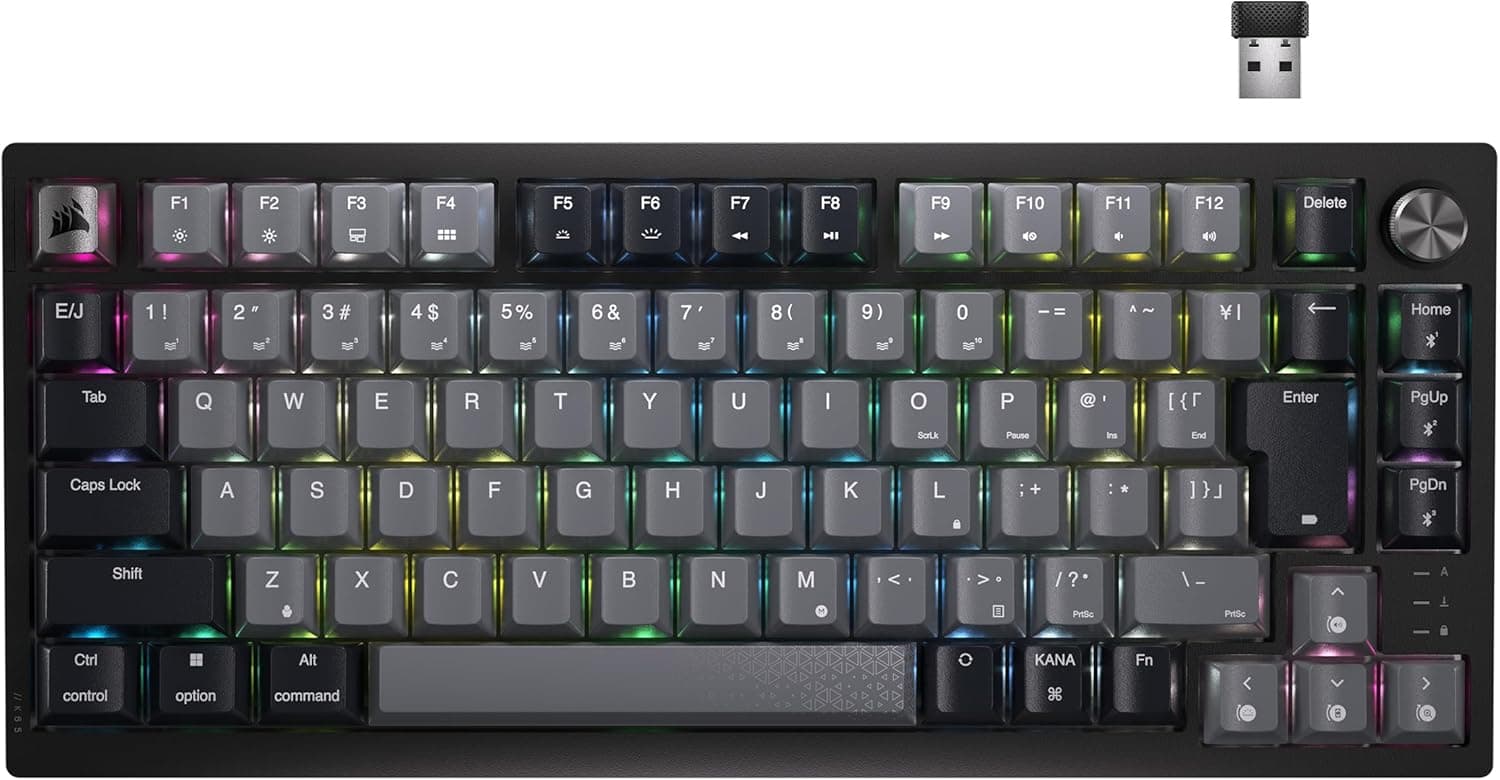 CORSAIR K65 PLUS — Wireless 75% gaming keyboard with hot-swap switches