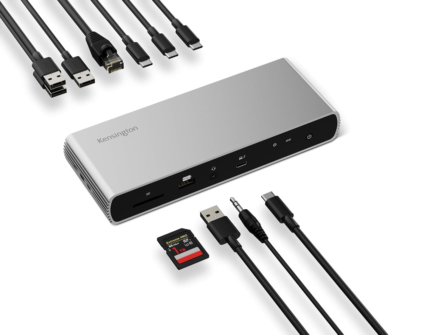 Kensington デュアル 4K ユニバーサルノートパソコンドッキングステーション 4 x Thunderbolt 4 ポート 4 x USB ポート UHS-II SDカードスロット 90W ノートパソコン充電 Windows & Apple MacBooks対応 - SD5700T K35175EU