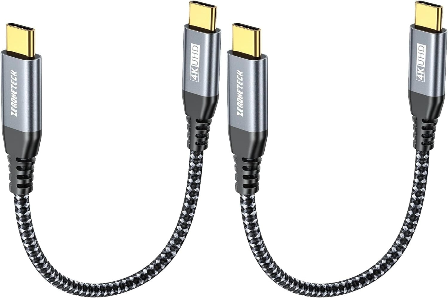 ZeroneTeck 短いUSB C対USB Cケーブル 0.3m USB3.2 Gen2 Type-C 20Gbps高速データ転送対応 100W急速充電 4K映像出力対応 USBCモニターケーブル