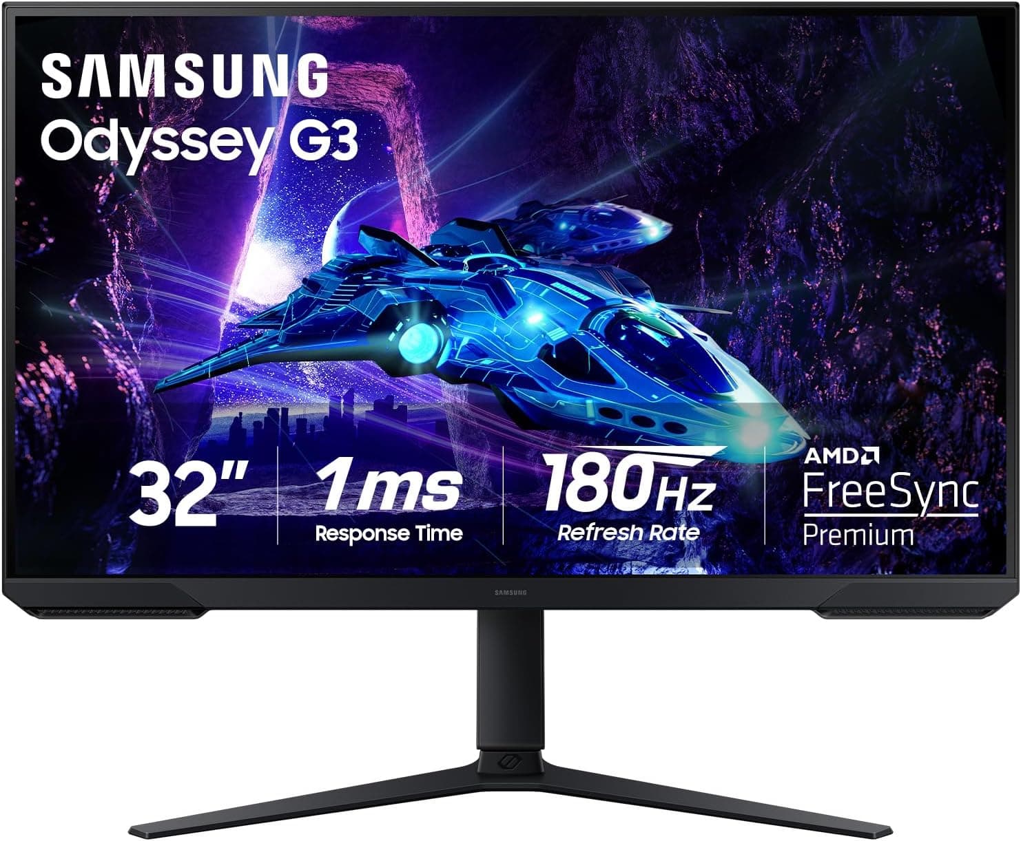 Samsung 32インチオデッセイ G3 (G30D) シリーズ FHD ゲーミングモニター 1ms 180Hz AMD FreeSync 調節スタンドブラックイコライザー バーチャルエイムポイントアイセーバーモードフリッカーフリー LS32DG302ENXZA 2024