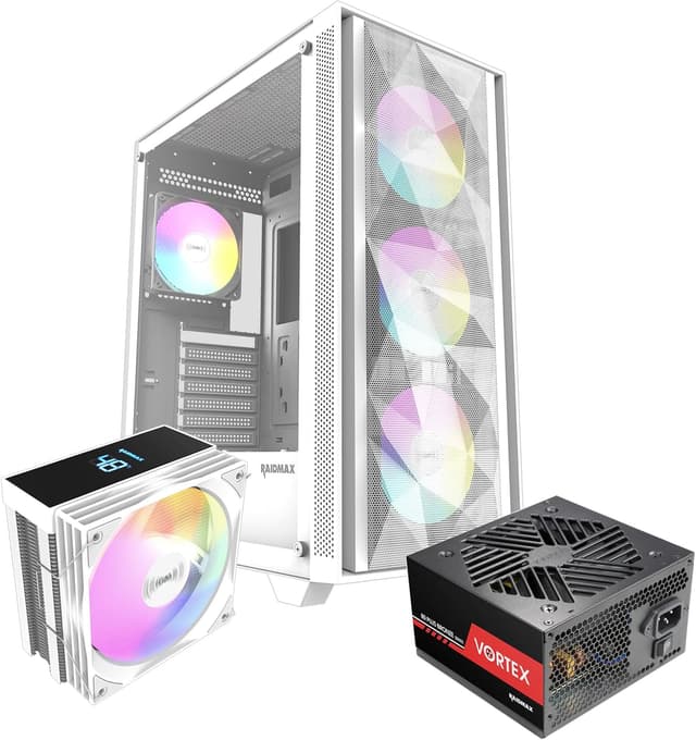 RAIDMAX V217 ATX ミッドタワー メッシュゲーミングPCケース 高エアフローフロントパネルデザイン 4X 120mm ARGBファン搭載 強化ガラス製サイドパネル 305mm GPU