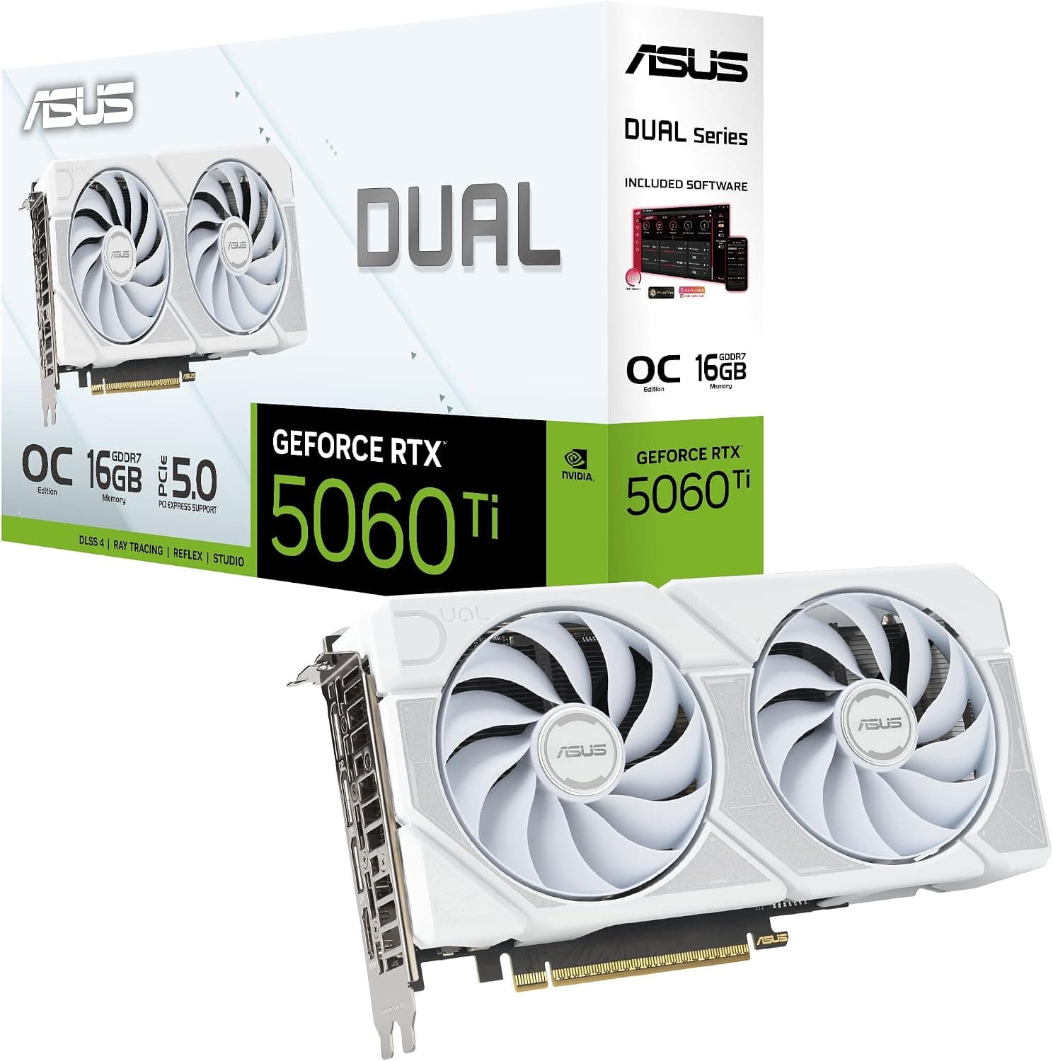 ASUS NVIDIA GeForce RTX 5060 Ti オーバークロック 16GB GDDR7 ビデオカード DUAL-RTX5060TI-O16G-WHITE 国内正規代理店品