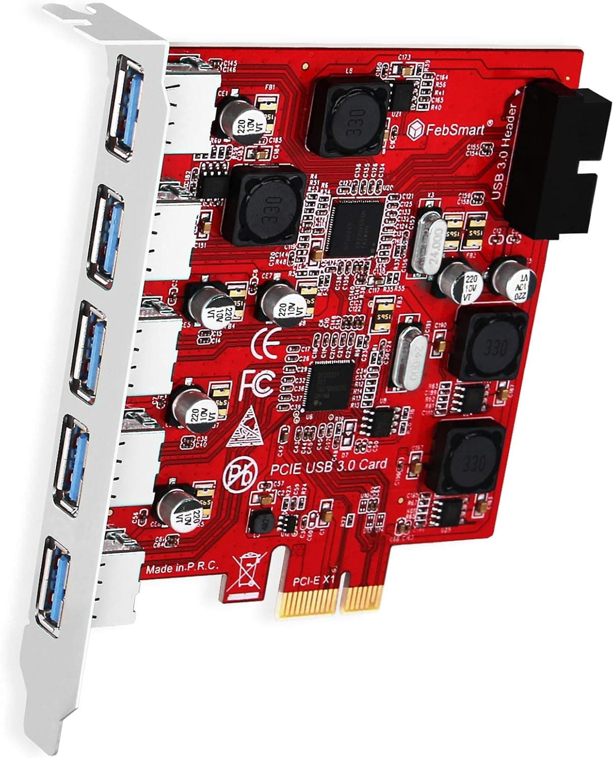 FebSmart 7ポート スーパースピード 5Gbps USB 3.0 PCIE 拡張カード