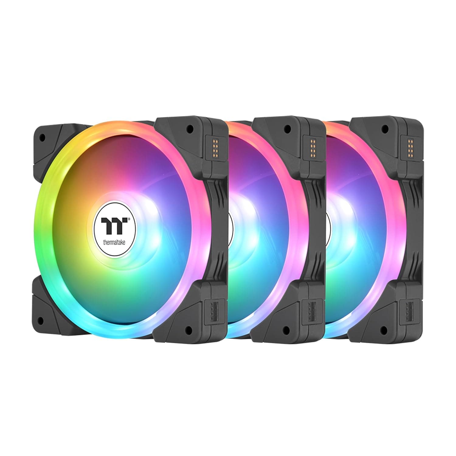Thermaltake SWAFAN EX 12 ARGB PC冷却ファン 3ファンパック 500~2000RPM 磁気接続リバーシブルブレード MB RGBソフトウェアと同期 CL-F167-PL12SW-A 120mm ブラック