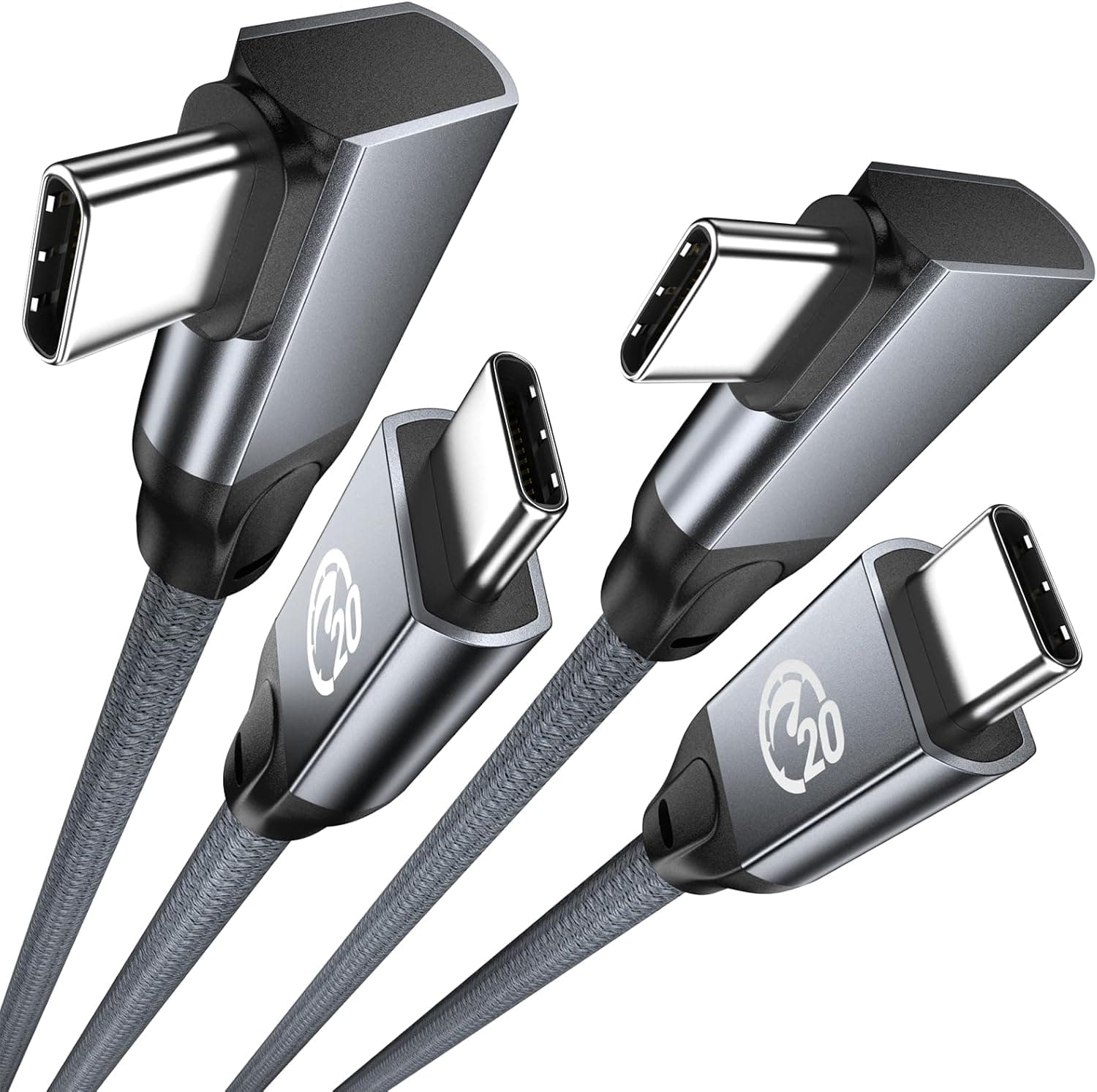 UseBean USB C ライトアングルケーブル 100W 15フィート 2パック 4K ビデオロング USBC - USBC 3.2 Gen2x2 20Gbps データケーブル Type C PD充電高速充電コード iPhone 17 16 Pro Max iPad MacBook Galaxy S25 Ultr