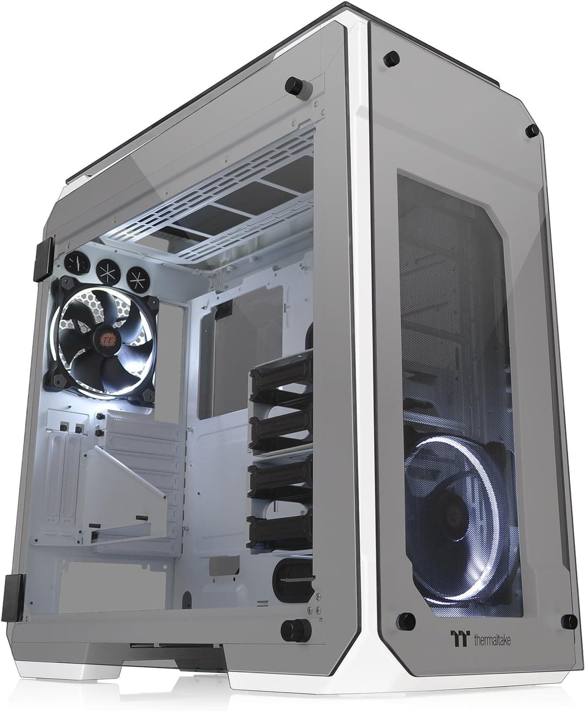 Thermaltake View 71 Snow 4-Sided Tempered Glass Vertical GPU Modular SPCC E-ATX Gaming Full Tower Computer Case Chassis 3-Way Radiator View with 2 White LED Rii