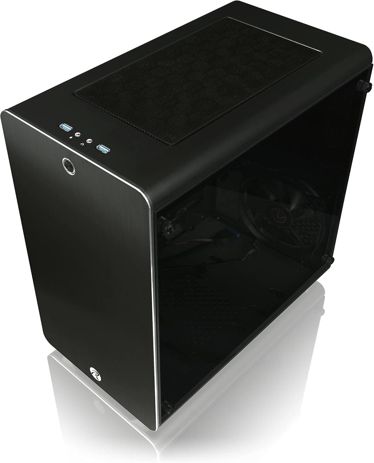 RAIJINTEK 両サイドに3ミリ厚の強化ガラスを装備したアルミニウム製ATXマザー対応ミドルタワーケース 0R200053 (THETIS BLACK WINDOW)