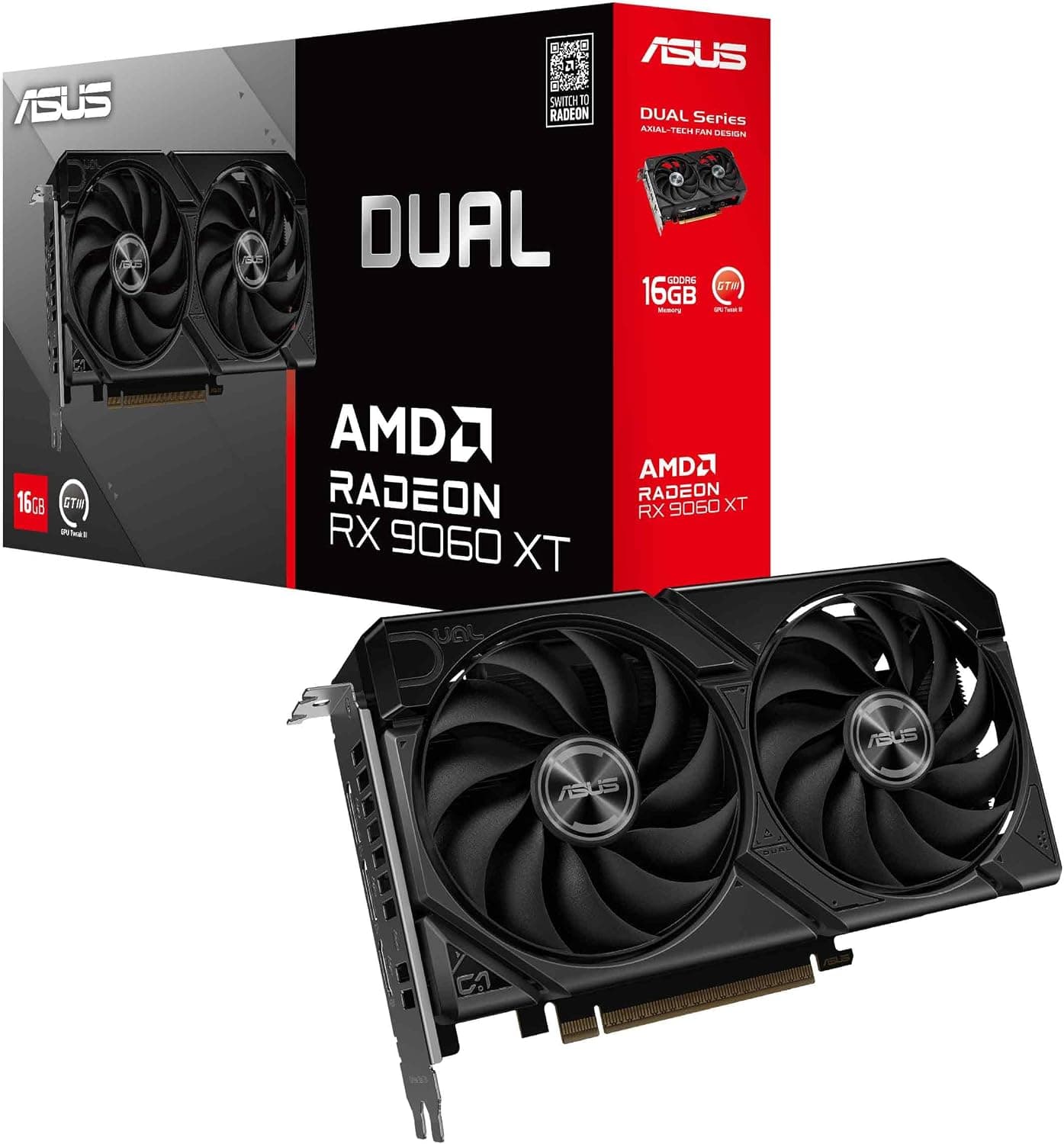 ASUS Dual Radeon RX 9060 XT 16GB GDDR6 Graphics Card (PCIe 5.0)
