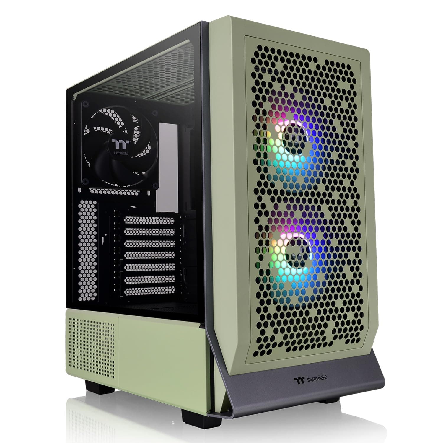 Thermaltake Ceres 300 抹茶グリーンミッドタワー E-ATX コンピューターケース強化ガラス製サイドパネル付き CT140 ARGB ファン 2個プリインストール済み回転PCIeスロット CA-1Y2-00MEWN-00