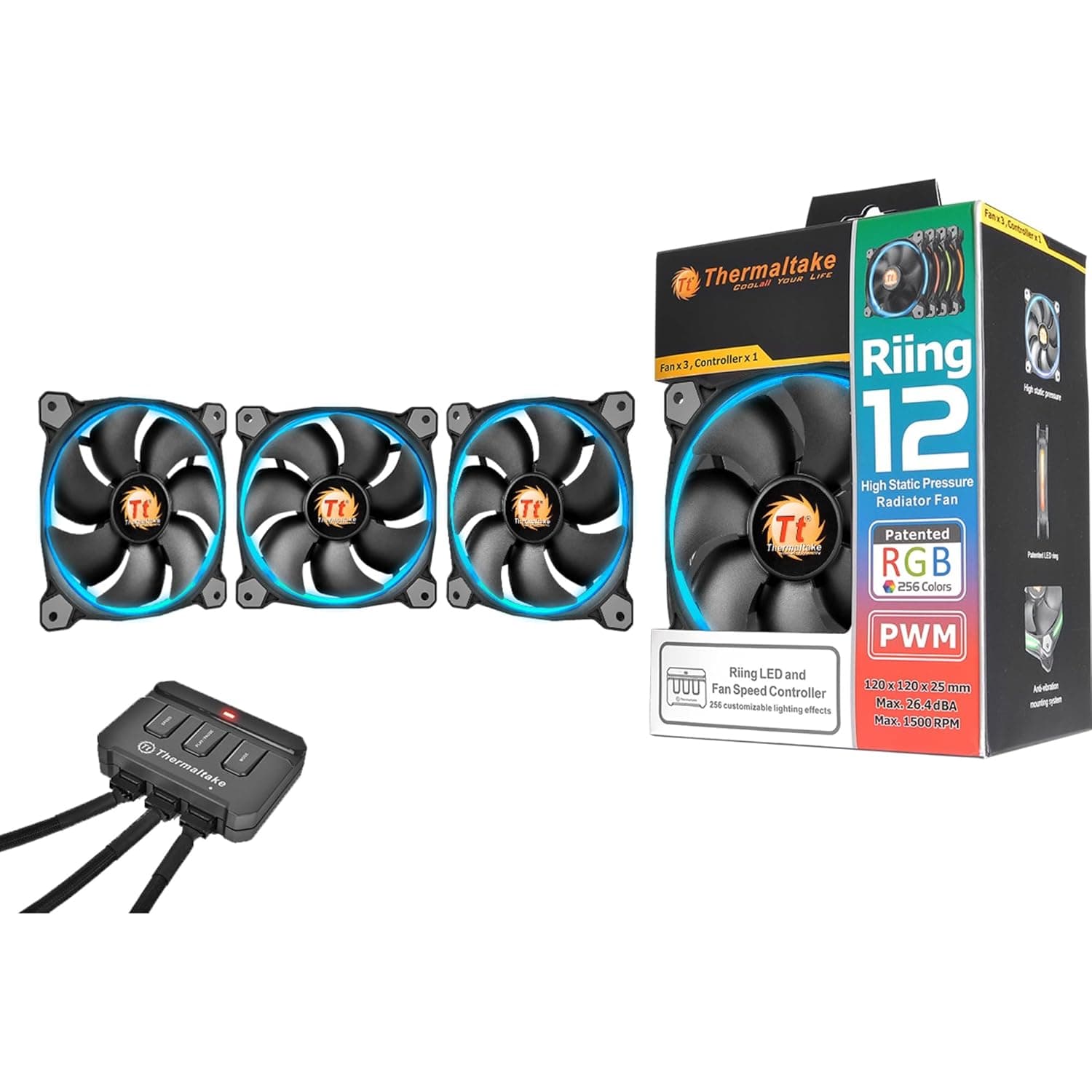 ThermalTake RIING 12 LED RGB 3ERセット3ファン120X120X25 RGB LED LNC