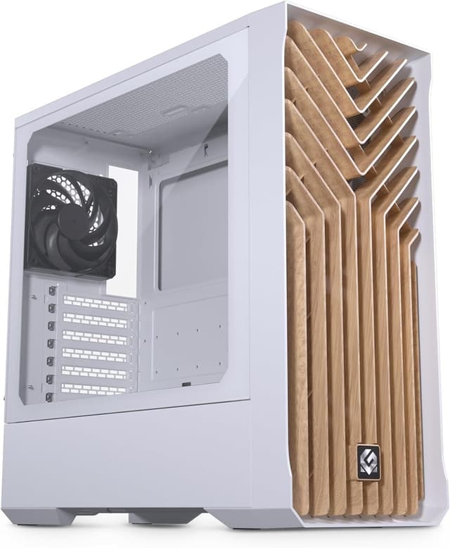 Phanteks MagniumGear (MG-NE523A_WT06W) Neo Air 2 ATX ミッドタワー 高風量ウッドテクスチャフロントパネルデザイン 4X 120ブラックファン強化ガラスホワイト