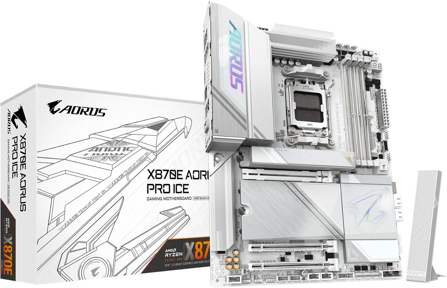 GIGABYTE X870E AORUS PRO ICE - AMD Ryzen 用ホワイト色 ATX 上位定番ゲーミングマザーボード MB6570