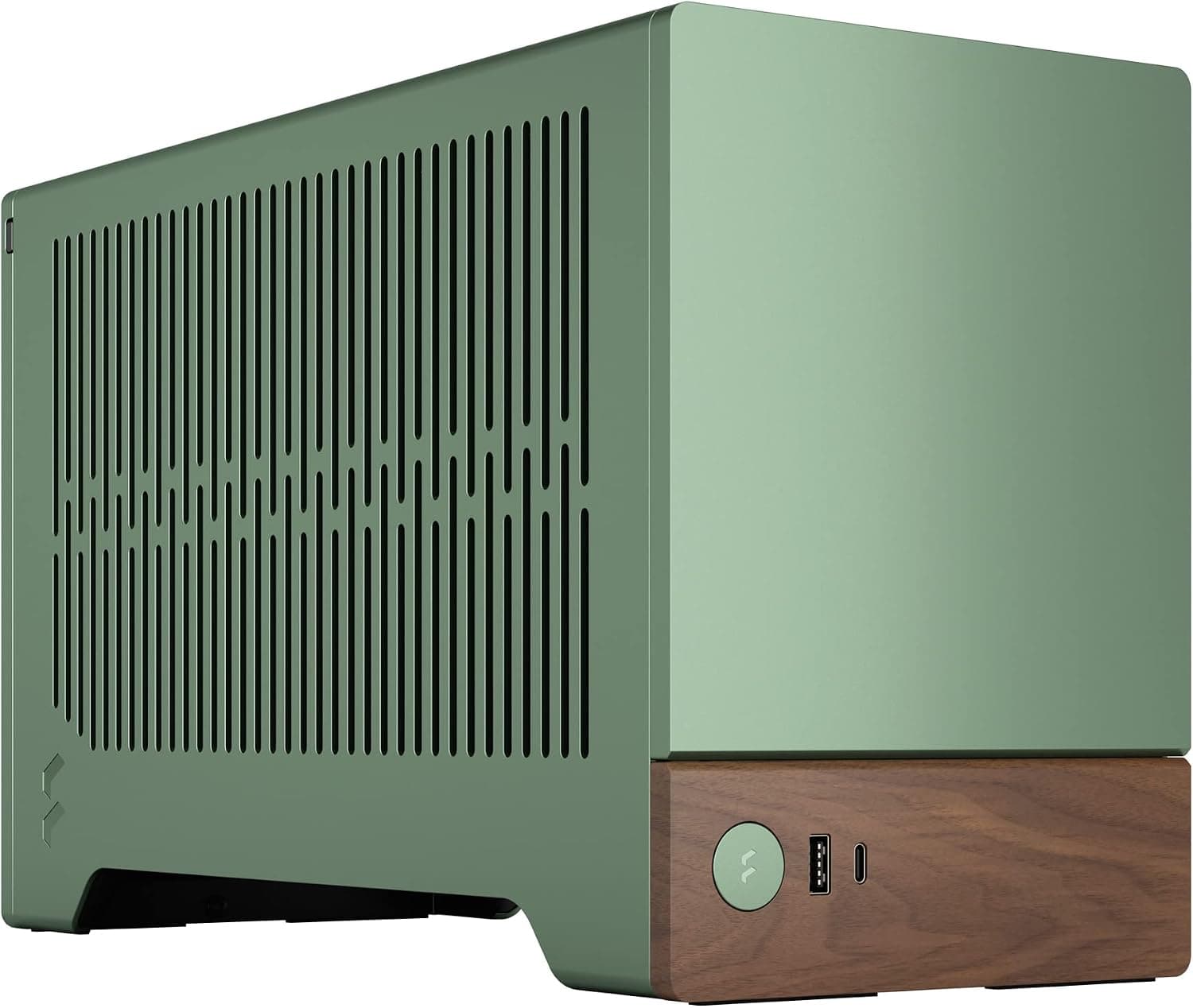 Fractal Design Terra Jade - 木製ウォールナットフロントパネル - スモールフォームファクター - Mini ITXゲームケース - PCIe 4.0ライザーケーブル - USB Type-C - 陽極酸化アルミニウムパネル。