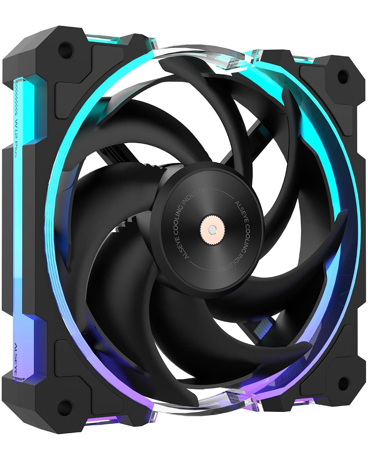 ALSEYE W12 Plus ARGB PCケースファン 120mm 鎌型ブレードバランス FDBベアリング 2400RPM 高性能フレーム照明 4ピンPWM & 3ピンARGB 同期対応 (黒