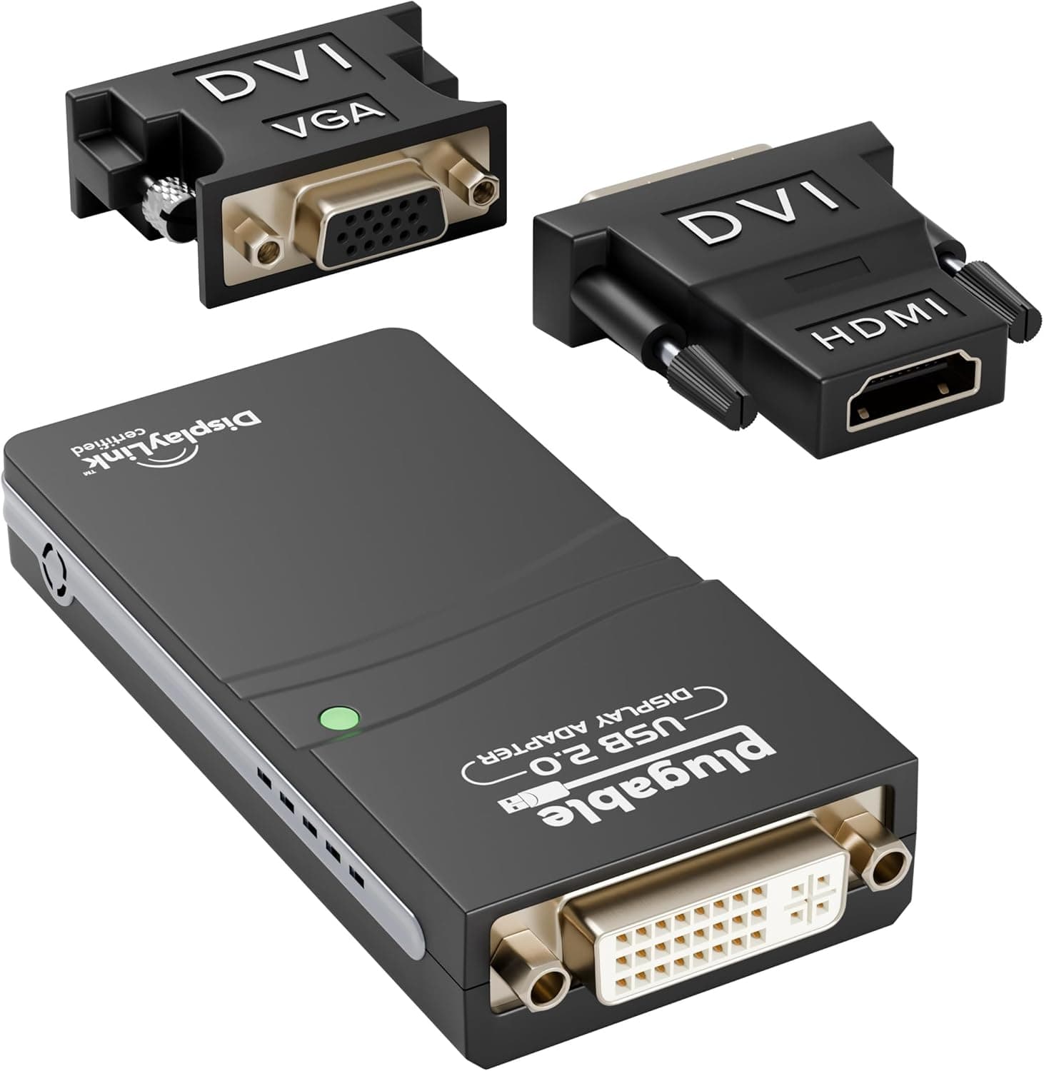 Plugable USB2.0 ディスプレイアダプタ Windows 用 USB DVI 変換アダプタ 1080p VGA HDMI 対応 DisplayLink チップ