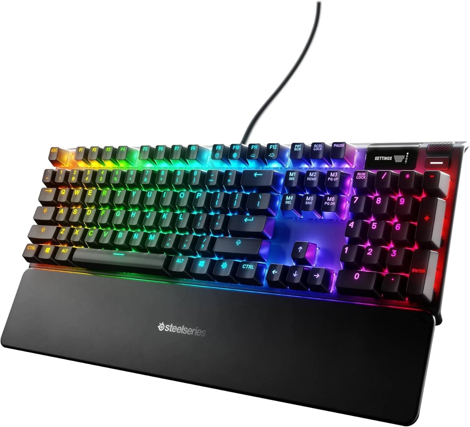 SteelSeries ゲーミングキーボード青軸有線英語配列有機ELディスプレイ搭載 Apex 7 US Blue Switch 64774 ブラックフルサイズ