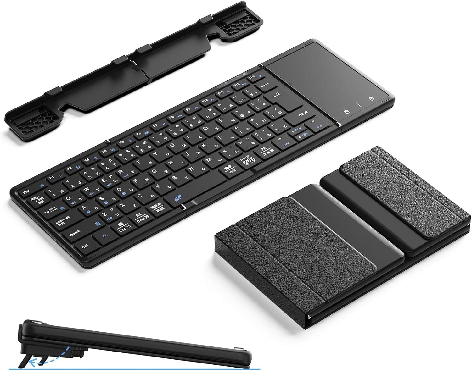 Omikamo 折り畳み ワイヤレス キーボード スタンド付き JIS標準日本語配列 Bluetooth5.4 薄型 軽量 静音3台同時接続 iOS