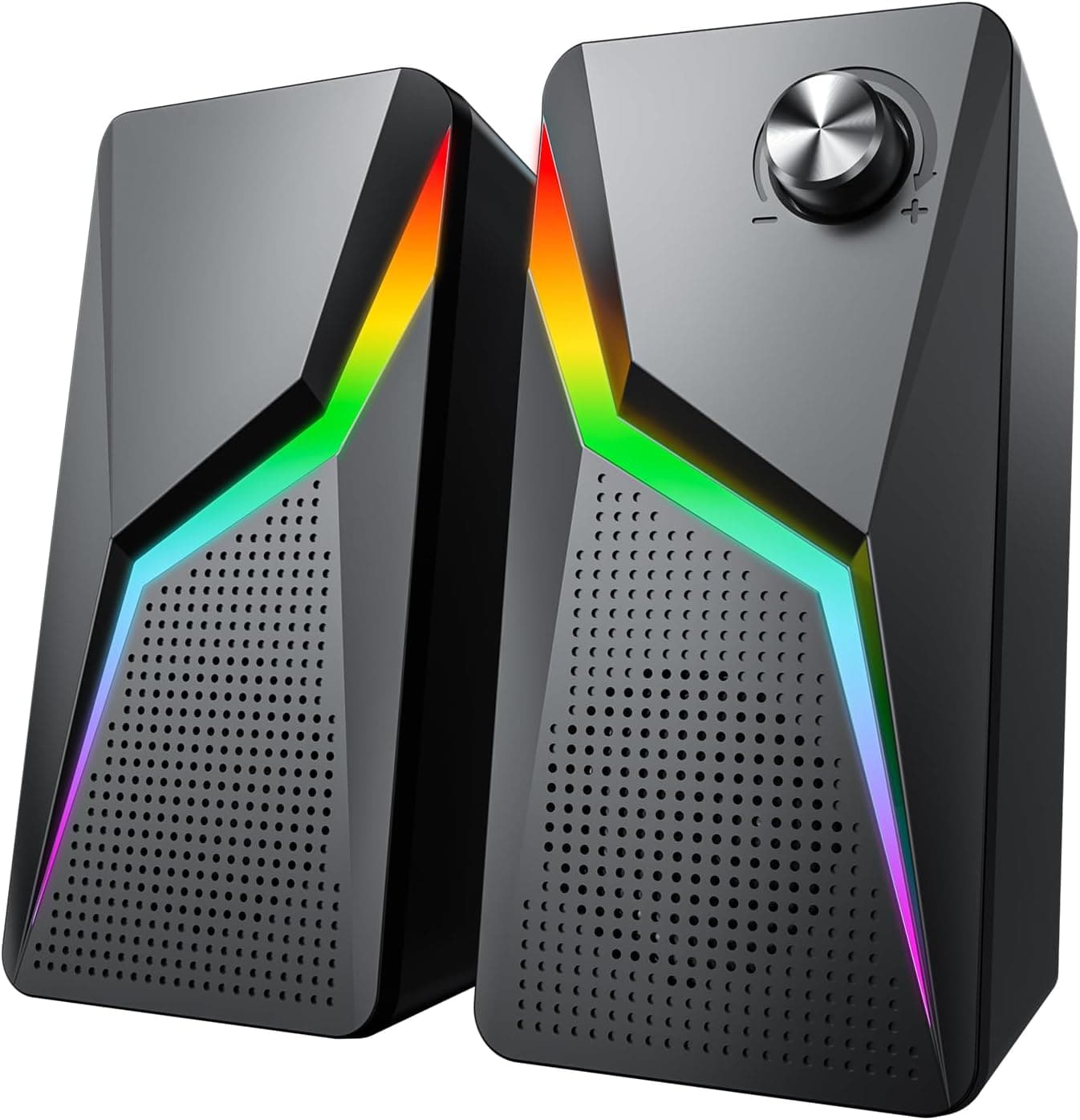 スピーカー PC ゲーミングスピーカー 有線 RGBライト付き 3.5mmケーブルが付属