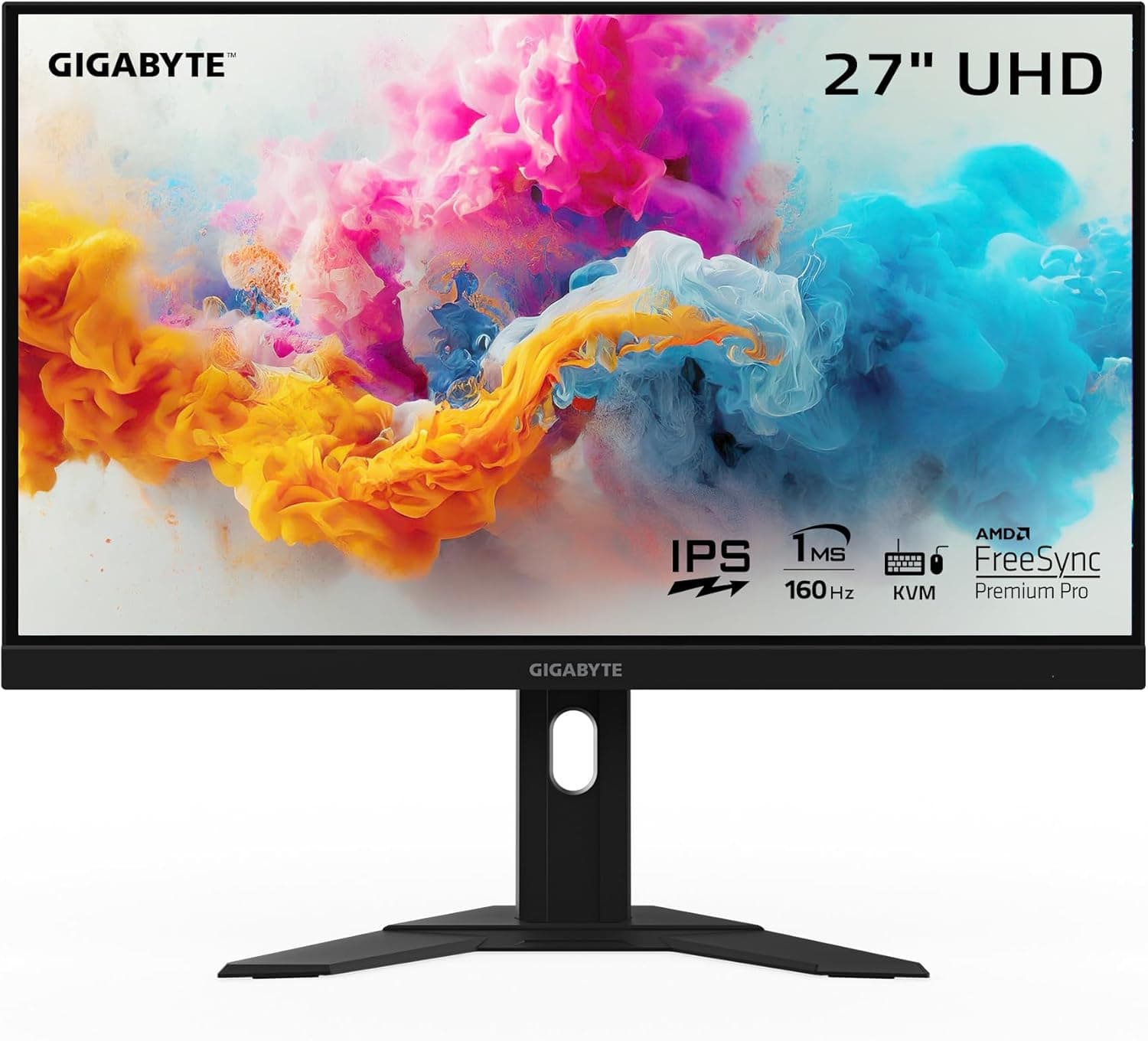 Gigabyte M27U 27インチ 160Hz 2160P UHD-KVM ゲーミングモニター 3840 x 2160 4k SS IPSディスプレイ 1ms (MPRT) 応答時間 95% DCI-P3 HDR FreeSync Premium Pro 1x DP 1.4 HDMI 2.1 2X USB 3.2