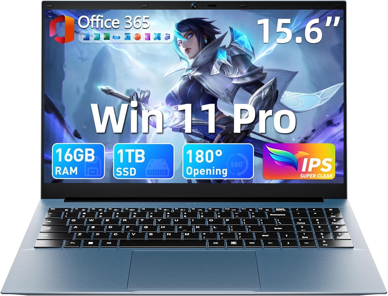 ZAQTG ノートパソコン Win 11 Pro 15.6インチノートパソコンコンピューター 16GB RAM 1024GB SSD Office 365 Celeron プロセッサー WiFi 6 BT5.2 7000mAh バッテリー Type-C HDMI 冷却ファン 180°視聴