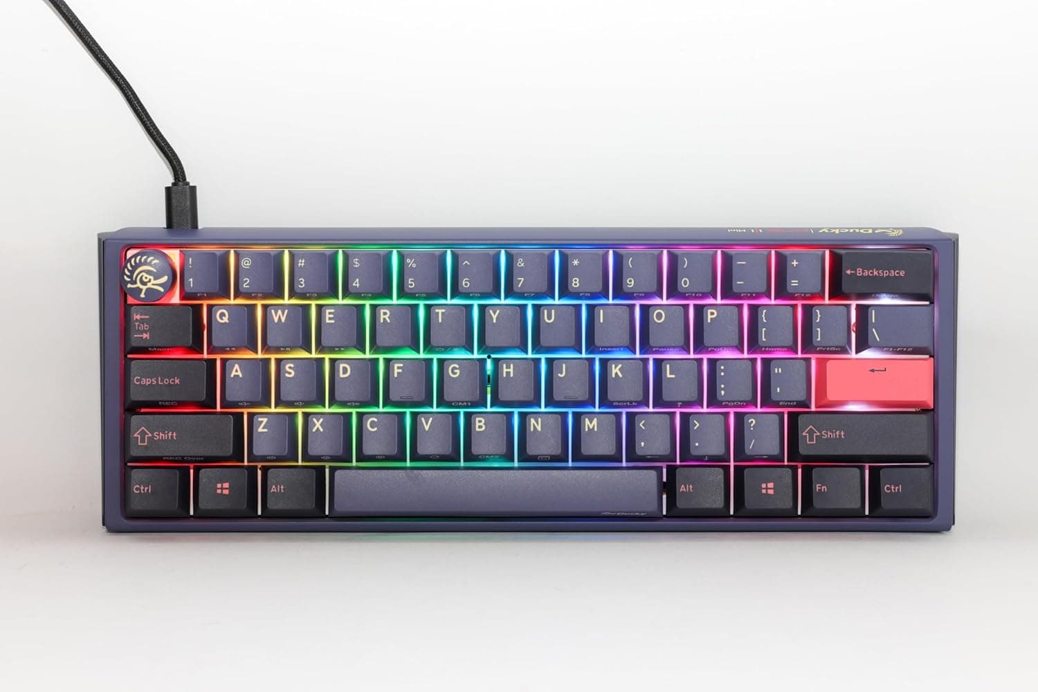 Ducky One 3 Mini Cosmic Blue 60% Hotswap RGB ダブルショット PBT Quack メカニカルキーボード (チェリーMXレッド)