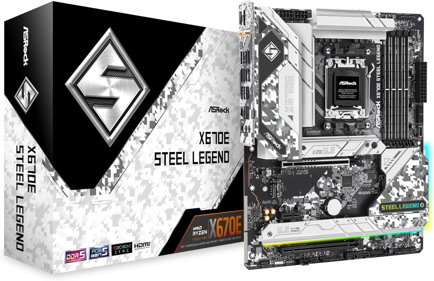 ASRock マザーボード X670E Steel Legend AMD Ryzen 7000 シリーズ CPU (Soket AM5) 対応 X670E ATX マザーボード 【国内正規代理店品】