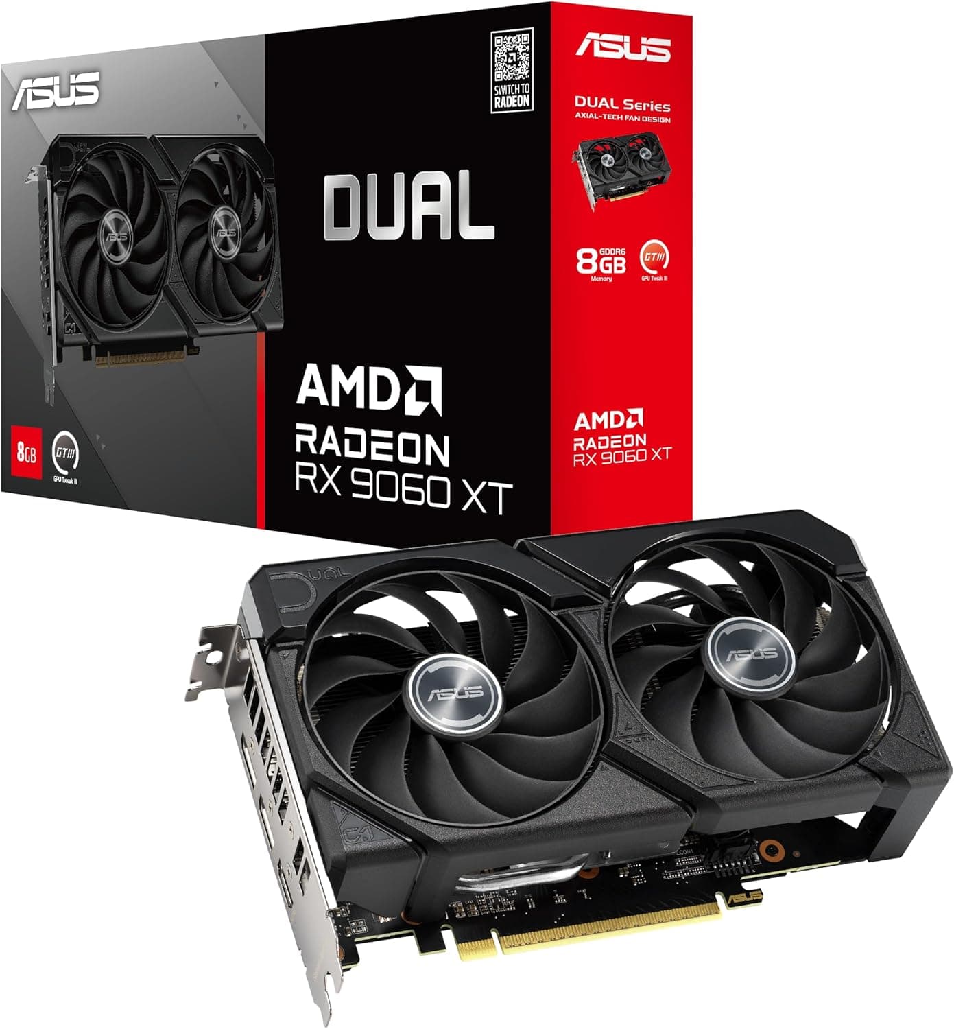 ASUS AMD Radeon RX 9060 XT ビデオカード 8GB GDDR6 DUAL-RX9060XT-8G 国内正規代理店品