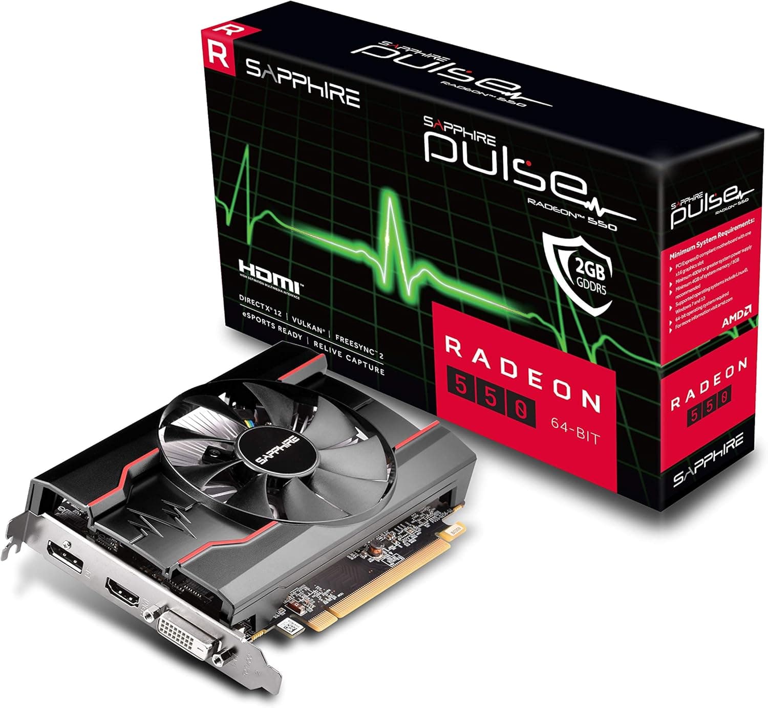 GIGABYTE Sapphire 11268-21-20G Radeon Pulse RX 550 2GB GDDR5 64ビット HDMI