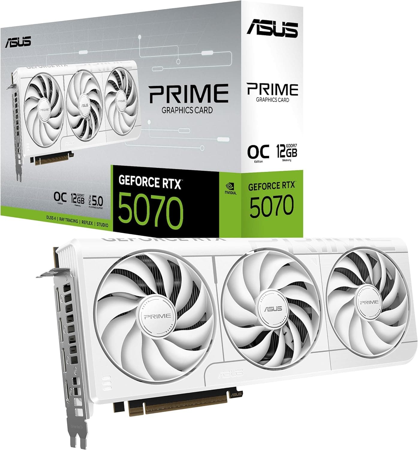 ASUS SFF-Ready Prime GeForce RTX 5070 12GB GDDR7 ホワイト OCエディション グラフィックスカード (PCIe 5.0