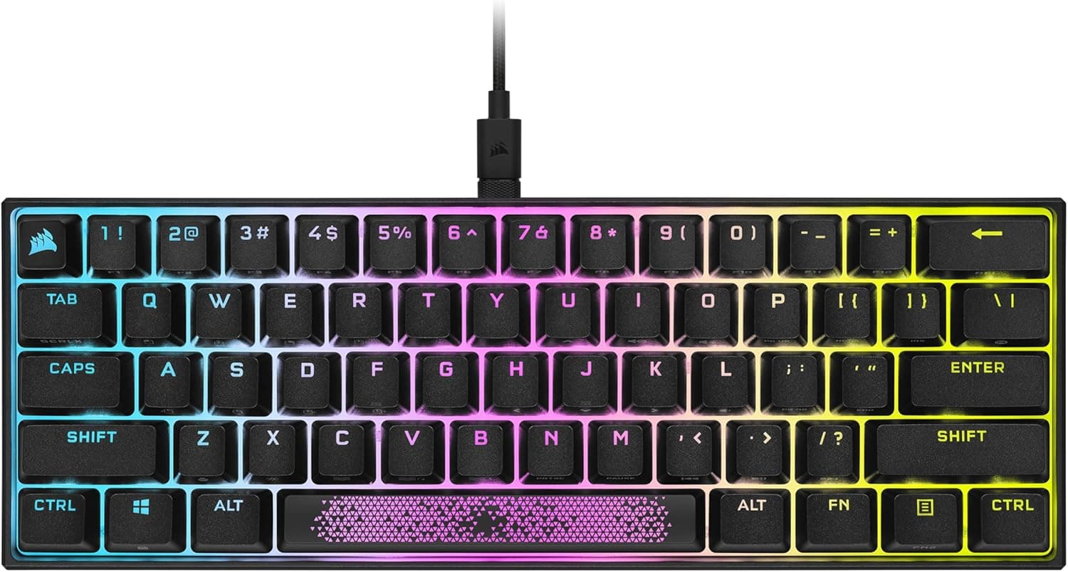 Corsair K65 RGB Mini 60%メカニカルゲーミングキーボード - Cherry MX ブラウン メカニカルキースイッチ - キーごとのカスタマイズ可能なRGBバックライト - 取り外し可能なUSB Type-Cケーブル - QWERTY NAレイアウト - ブラック