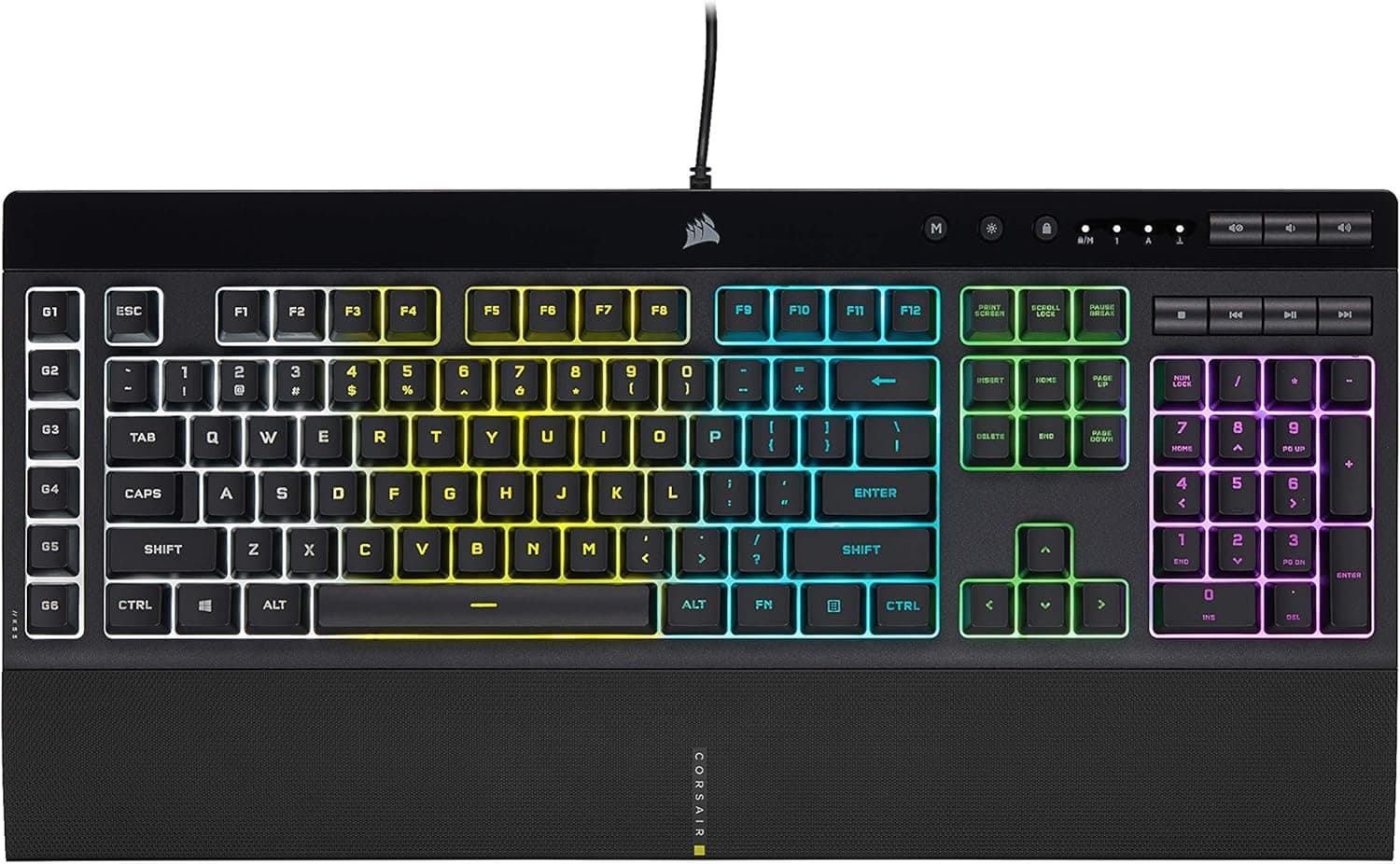 Corsair (コルセア) K55 RGB PRO メンブレン有線ゲーミングキーボード – IP42 防塵こぼれ防止 – 6つのマクロキー Elgato統合 – iCUE対応 – QWERTY NA – PC Mac Xbox – ブラック