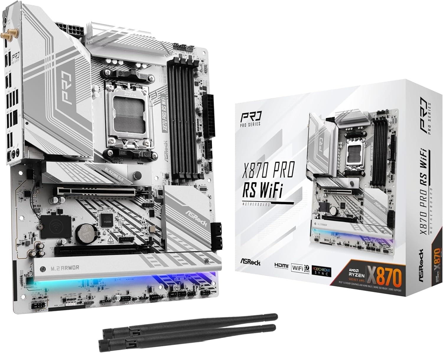 ASRock マザーボード X870 Pro RS WiFi AMD Ryzen 9000 シリーズ CPU (Soket AM5) 対応 X870 チップセット ATX マザーボード 【国内正規代理店品】