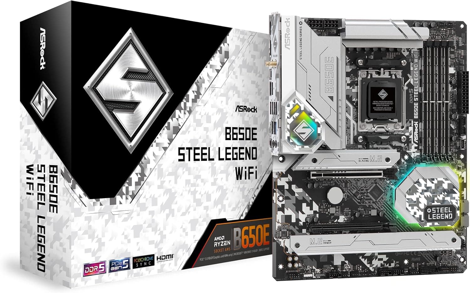 ASRock マザーボード B650E Steel Legend WiFi AMD Ryzen 7000 シリーズ CPU対応 (Soket AM5) B650E ATX マザーボード 【国内正規代理店品】