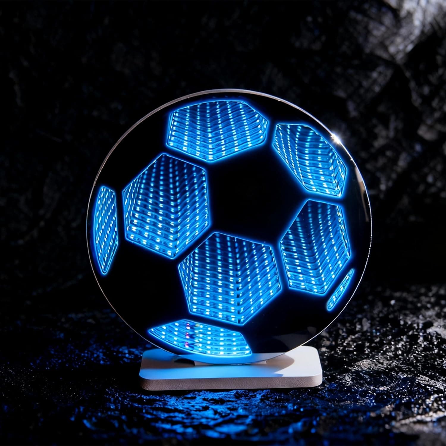 BITILLUM サッカーインフィニティライト 3D LED インフィニティミラー ナイトライト USB電源付きゲームルーム&勉強の装飾用サッカーファン