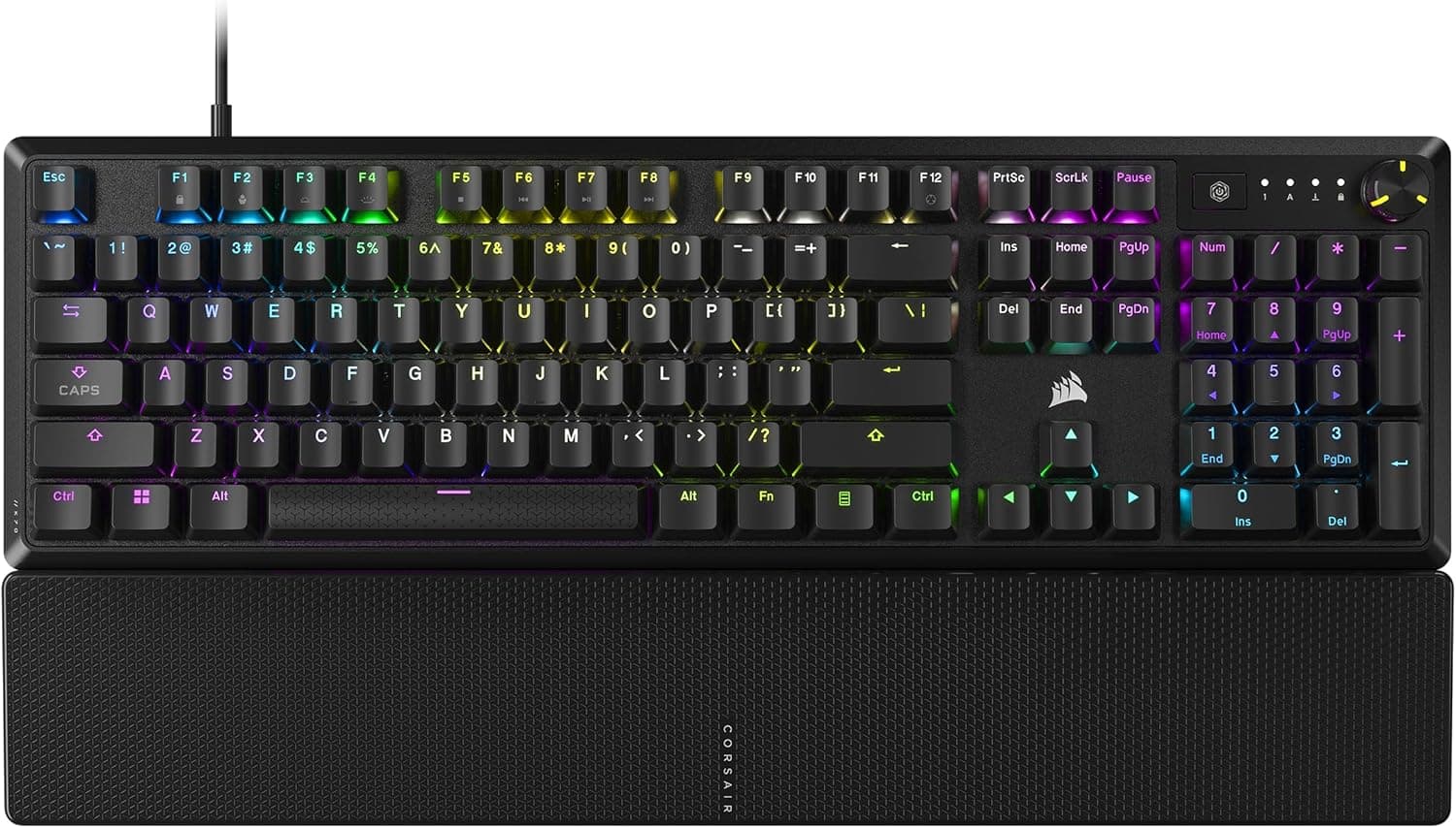 Corsair K70 CORE RGB メカニカルゲーミングキーボードパームレスト付き潤滑済み MLXレッドリニアキースイッチサウンドダンピングメディアコントロールダイヤル iCUE対応 QWERTY NAレイアウトブラック