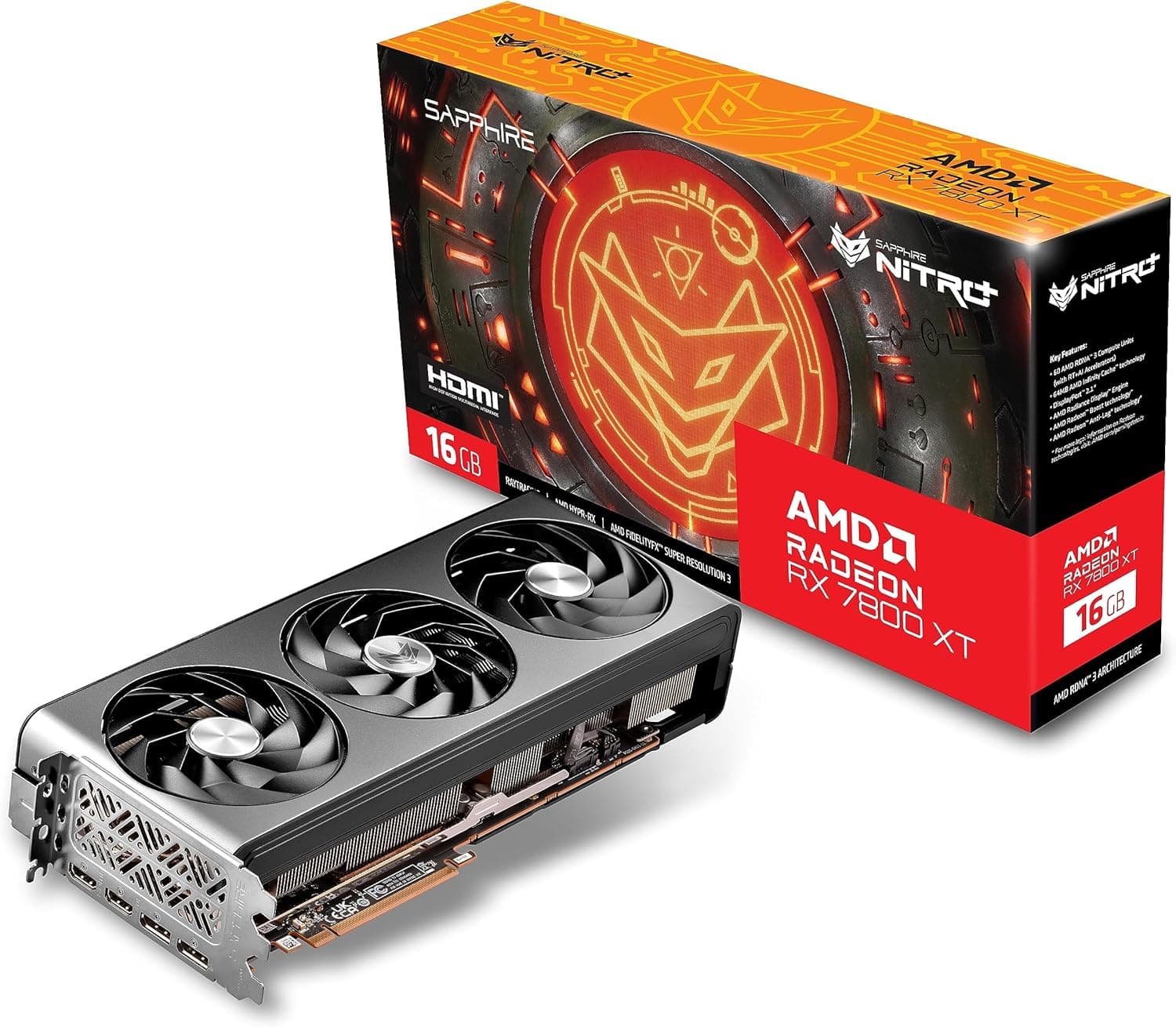 Sapphire 11330-01-20G Nitro+ AMD Radeon RX 7800 XT ゲーミンググラフィックカード 16GB GDDR6 AMD RDNA 3
